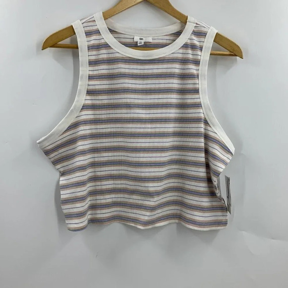 Nordstrom BP Women's White Kalee Stripe Cotton Rib Knit Ringer Tank Size‎ 3X NWT - Picture 1 of 12